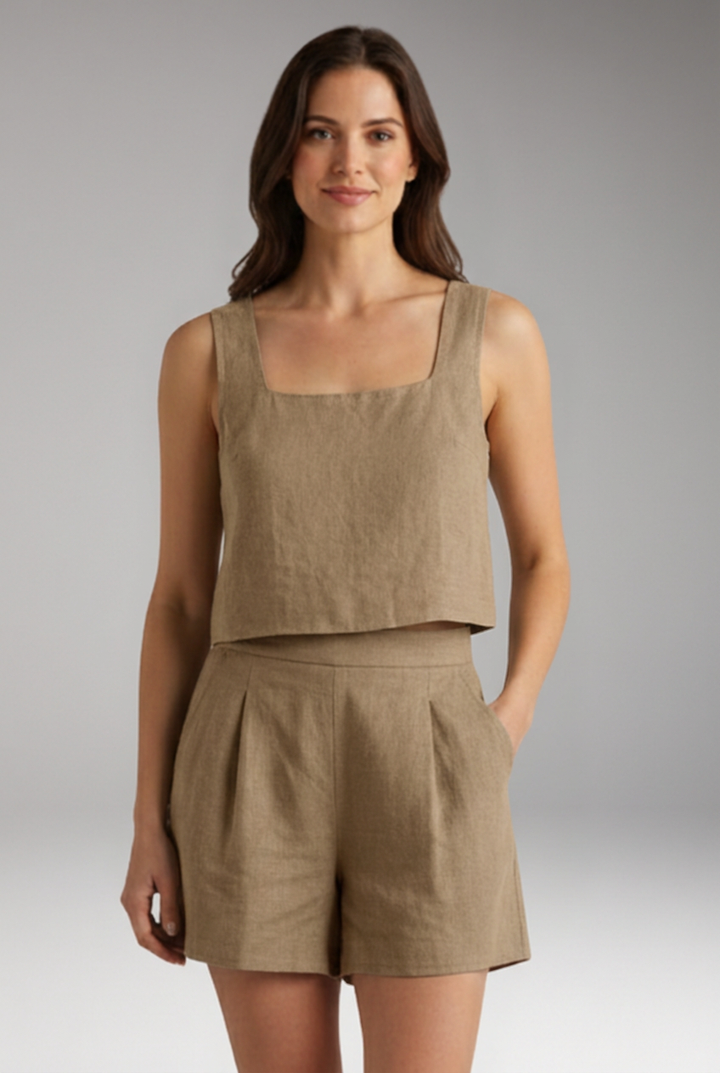 Women's Two Piece Set with Square Neck Top