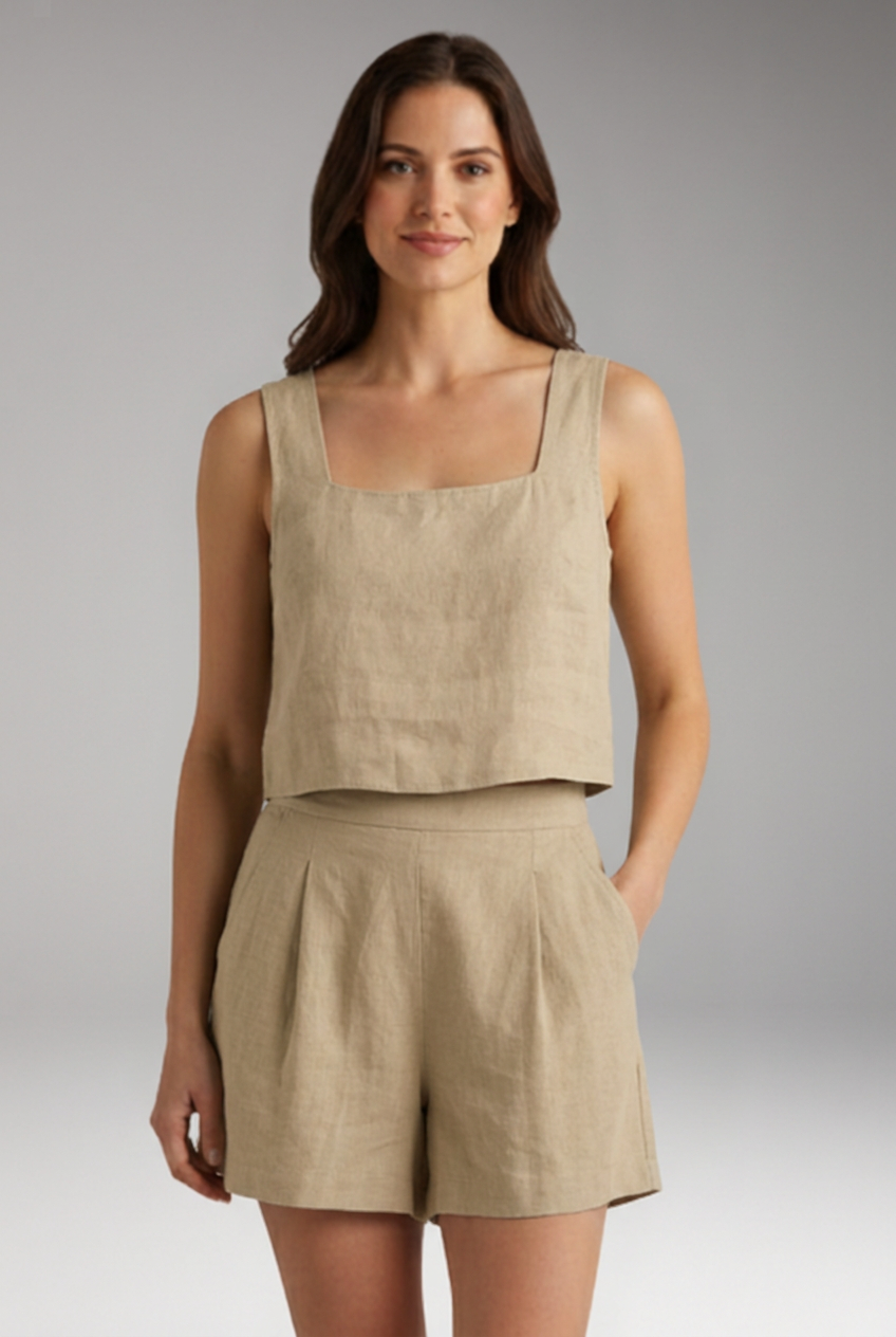 Women's Two Piece Set with Square Neck Top