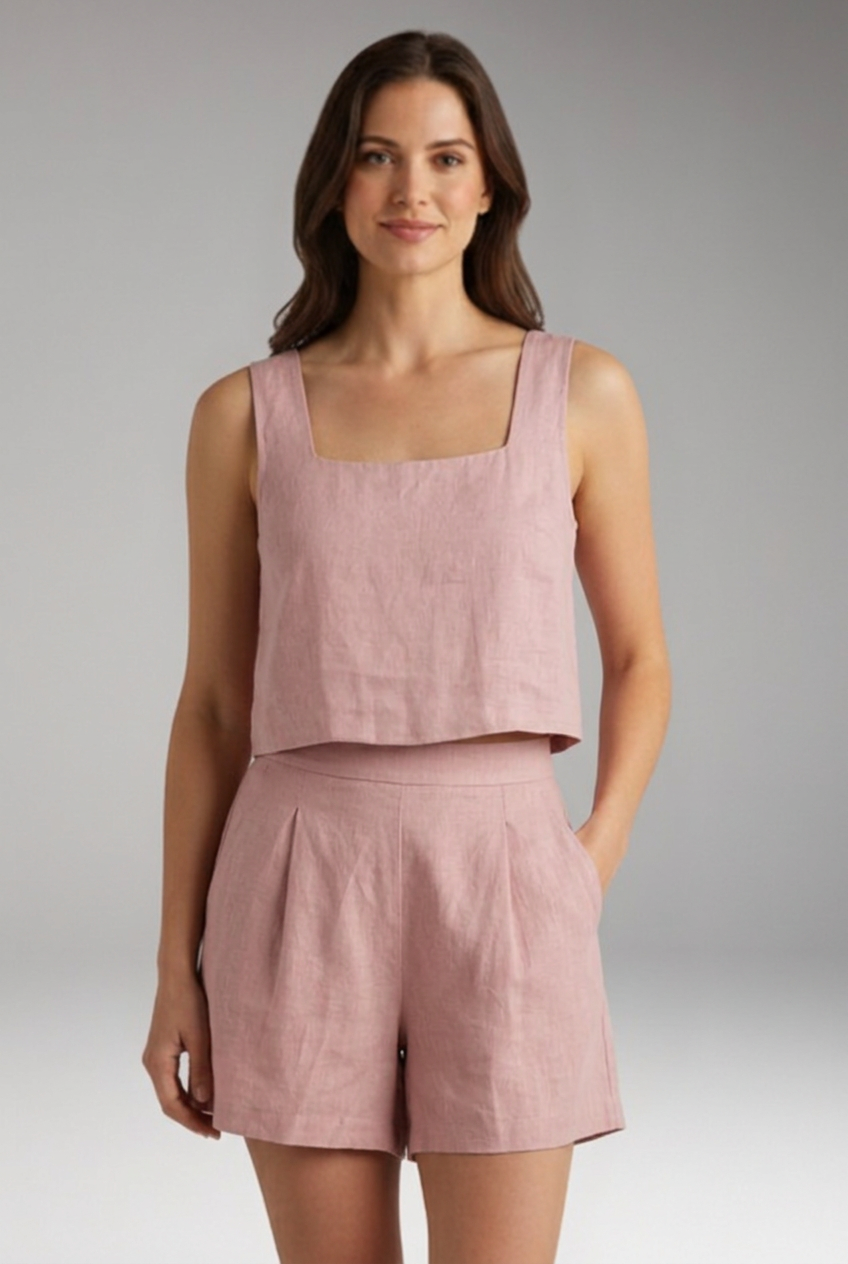 Women's Two Piece Set with Square Neck Top