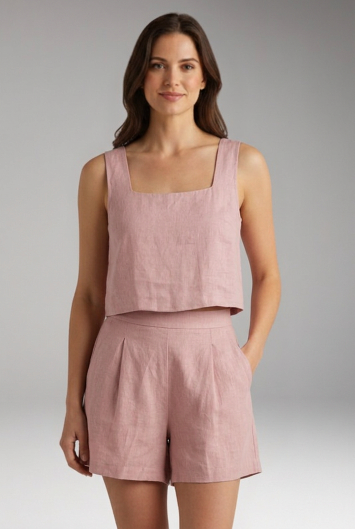 Women's Two Piece Set with Square Neck Top
