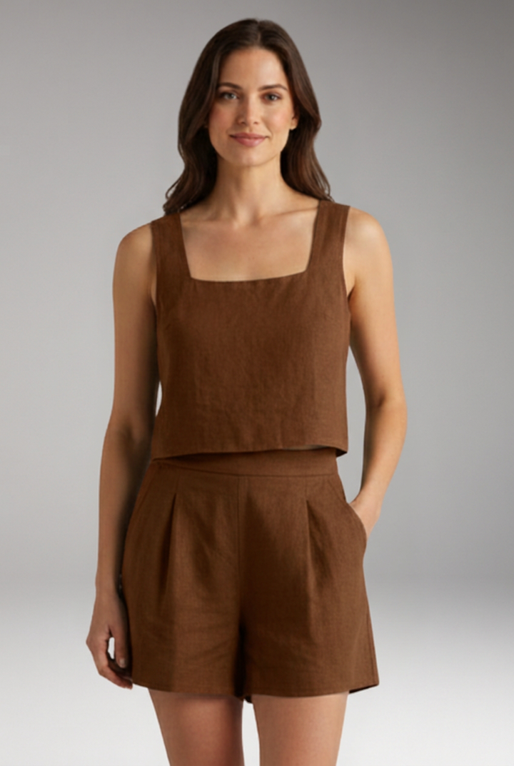 Women's Two Piece Set with Square Neck Top