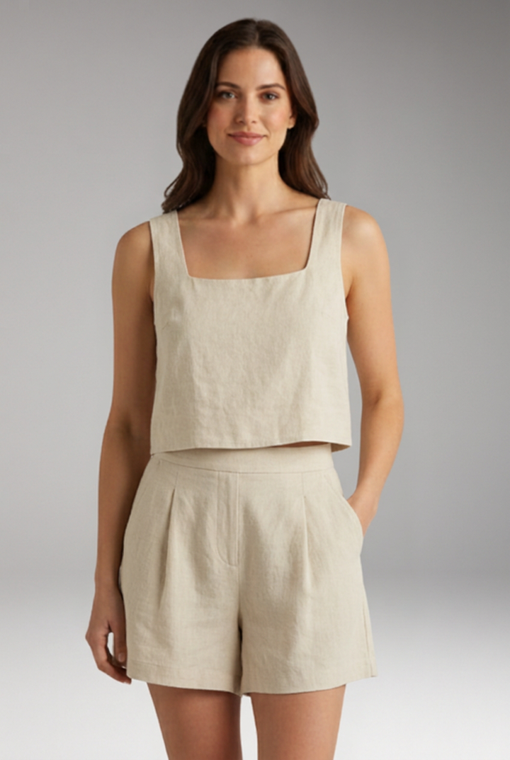 Women's Two Piece Set with Square Neck Top