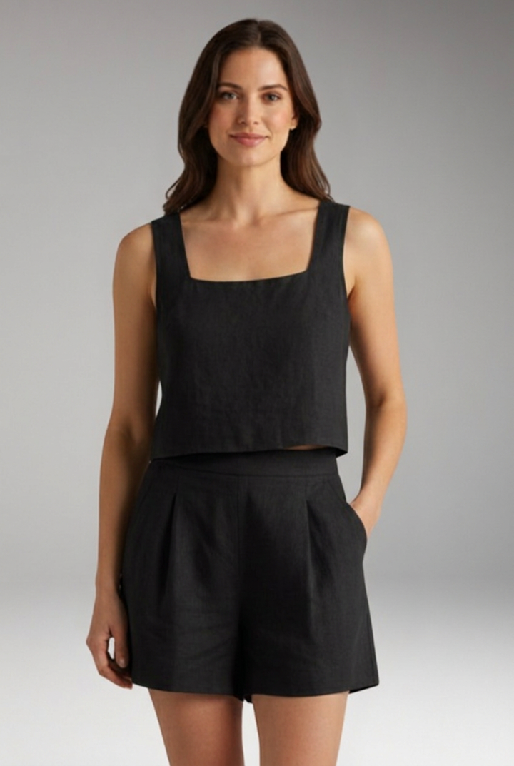 Women's Two Piece Set with Square Neck Top