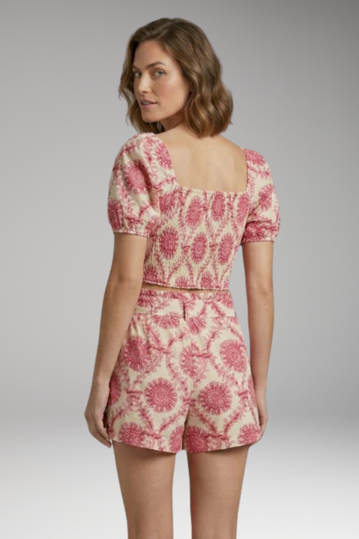 Women's Two Piece Set with Square Neck Top and Shorts