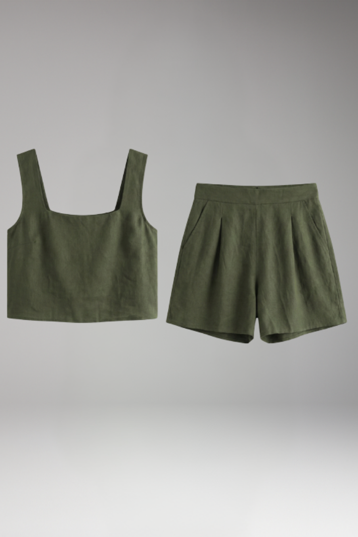 Women's Two Piece Set with Square Neck Top