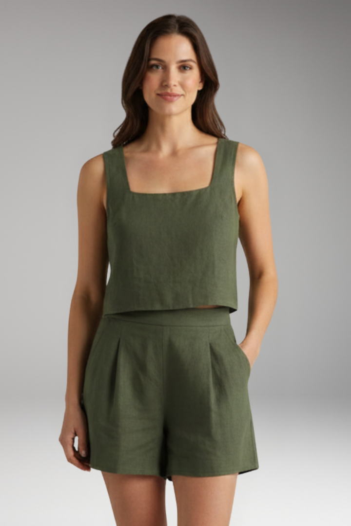 Women's Two Piece Set with Square Neck Top
