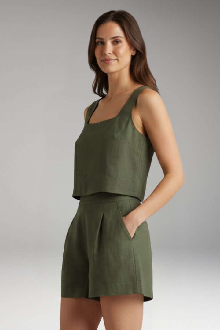 Women's Two Piece Set with Square Neck Top