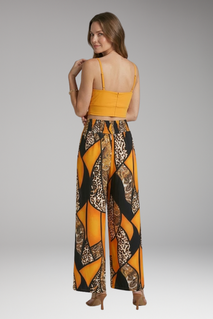 Women's Two Piece Set with Top and Wide-Leg Trousers