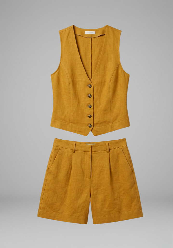 Women's Two Piece Set with V Neck Top and Shorts