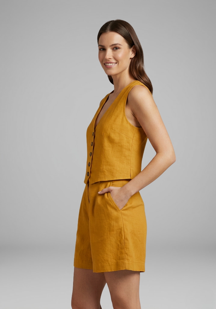 Women's Two Piece Set with V Neck Top and Shorts