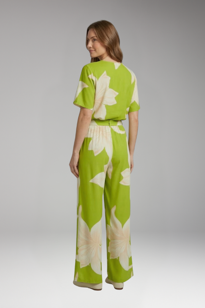 Women's Two Piece Set with V Neck Top and Wide Leg Trousers