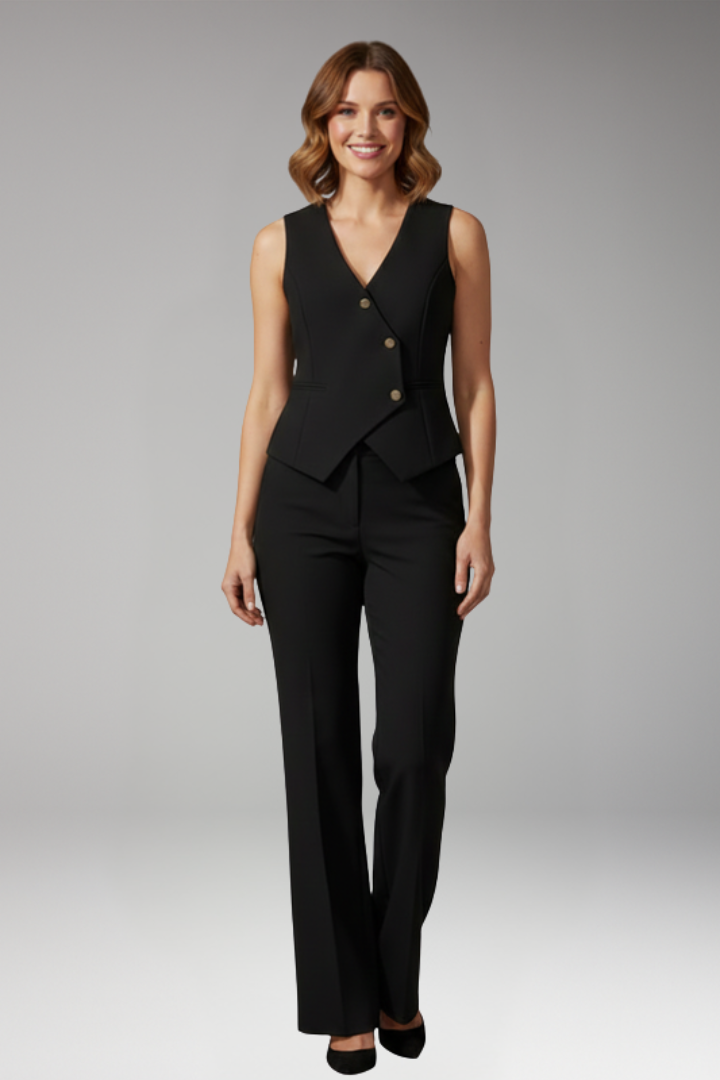Women's Two Piece Set with V Neck Vest and Trousers