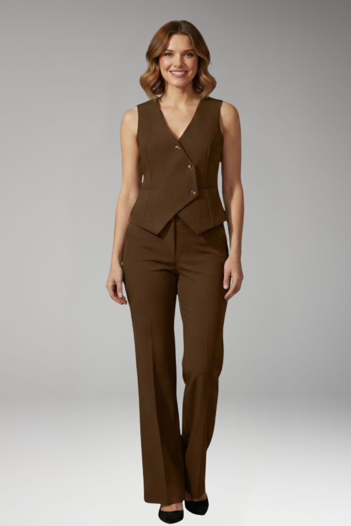 Women's Two Piece Set with V Neck Vest and Trousers