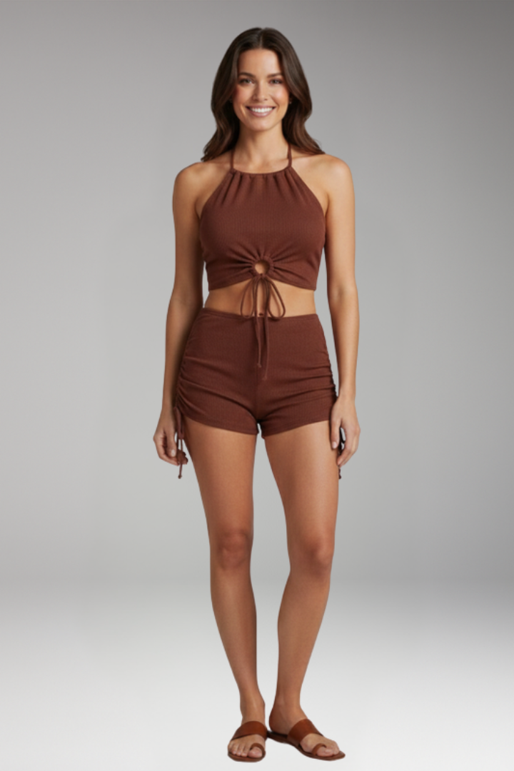 Women's Two Piece Swimwear with Halter Neck Top