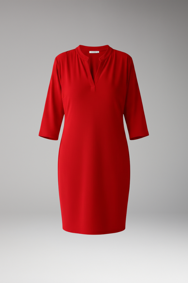 Women's V-Neck Dress with Loose Fit and Simple Silhouette