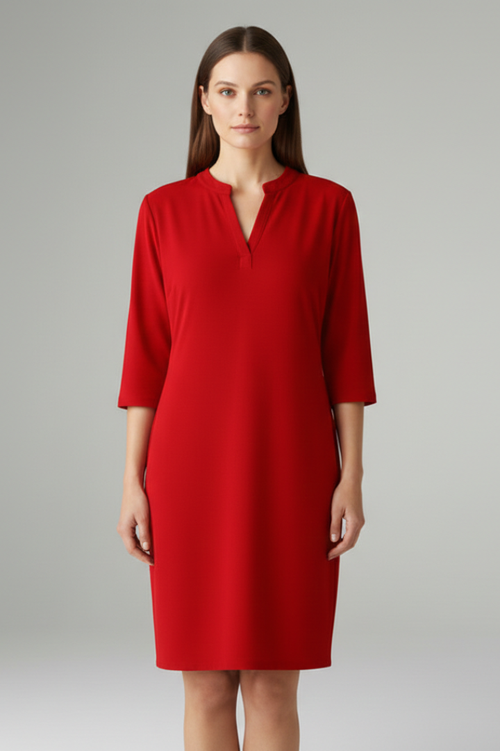 Women's V-Neck Dress with Loose Fit and Simple Silhouette