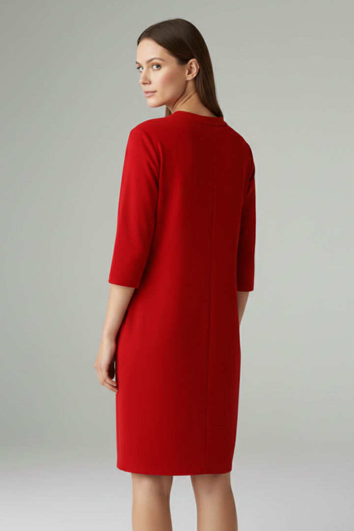 Women's V-Neck Dress with Loose Fit and Simple Silhouette