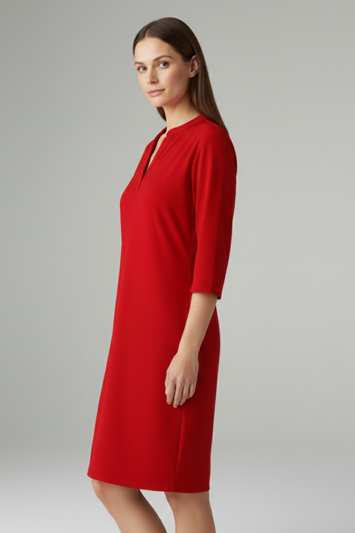 Women's V-Neck Dress with Loose Fit and Simple Silhouette
