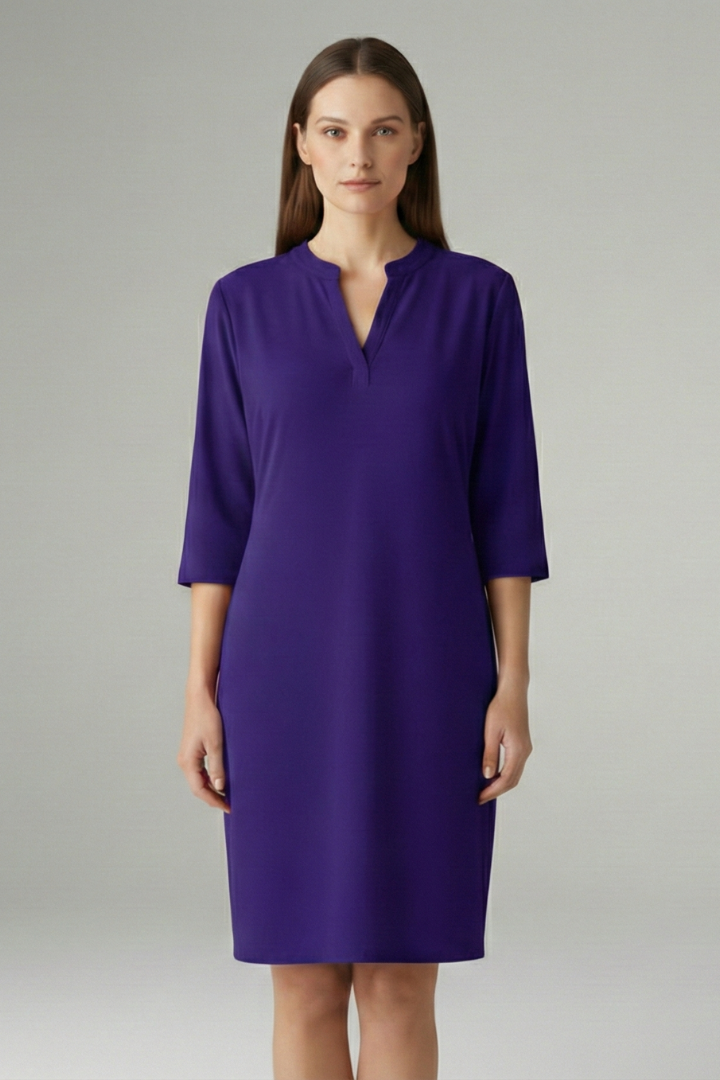 Women's V-Neck Dress with Loose Fit and Simple Silhouette