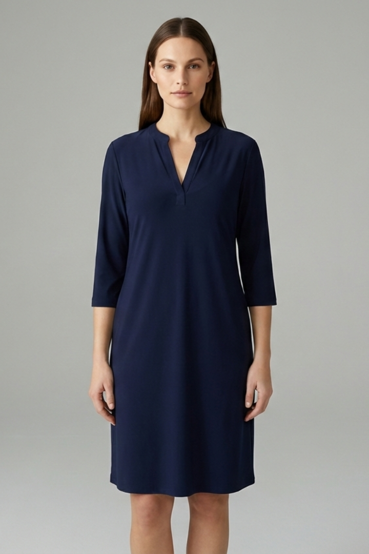 Women's V-Neck Dress with Loose Fit and Simple Silhouette