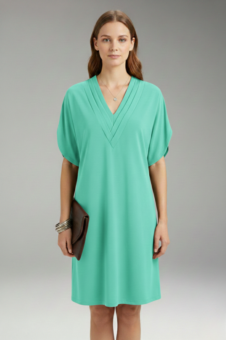 Women's V-Neck Oversized Dress with Loose Fit and Versatile Style