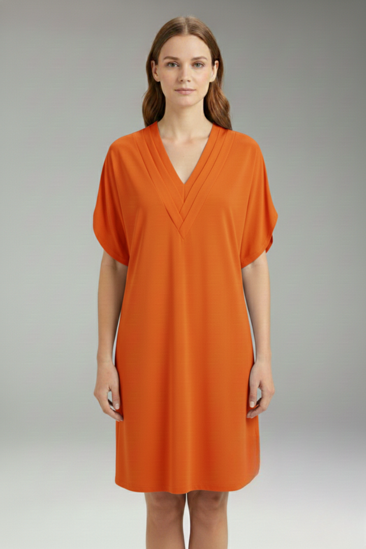 Women's V-Neck Oversized Dress with Loose Fit and Versatile Style