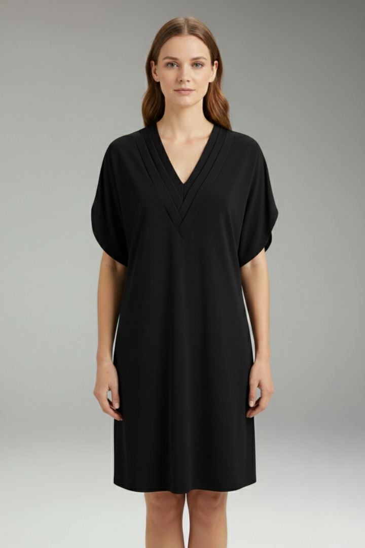 Women's V-Neck Oversized Dress with Loose Fit and Versatile Style