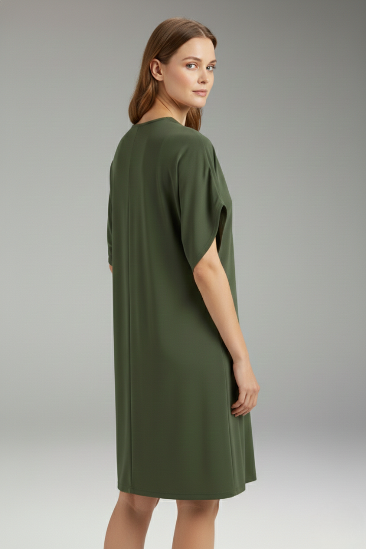 Women's V-Neck Oversized Dress with Loose Fit and Versatile Style