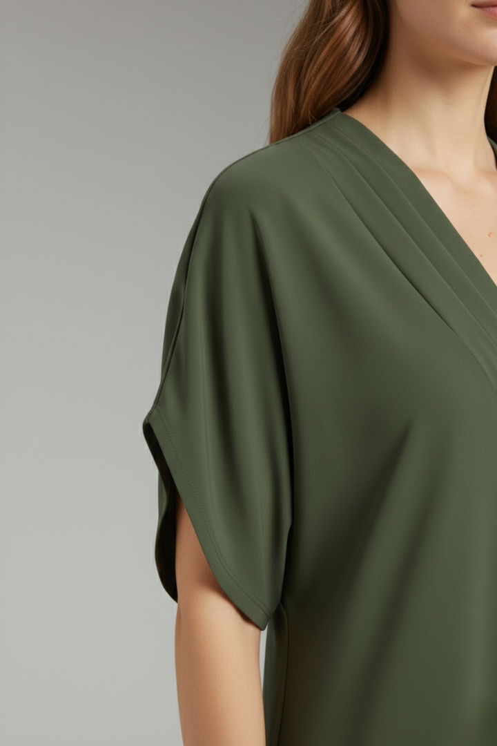 Women's V-Neck Oversized Dress with Loose Fit and Versatile Style