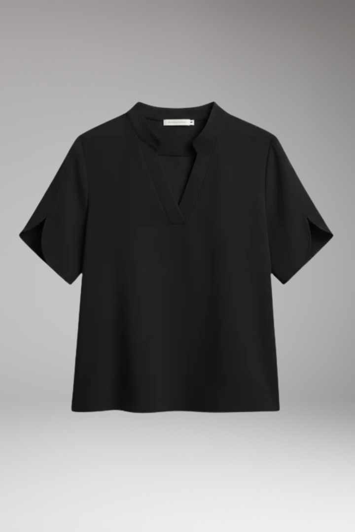 Women's V Neck Blouse with Short Sleeves