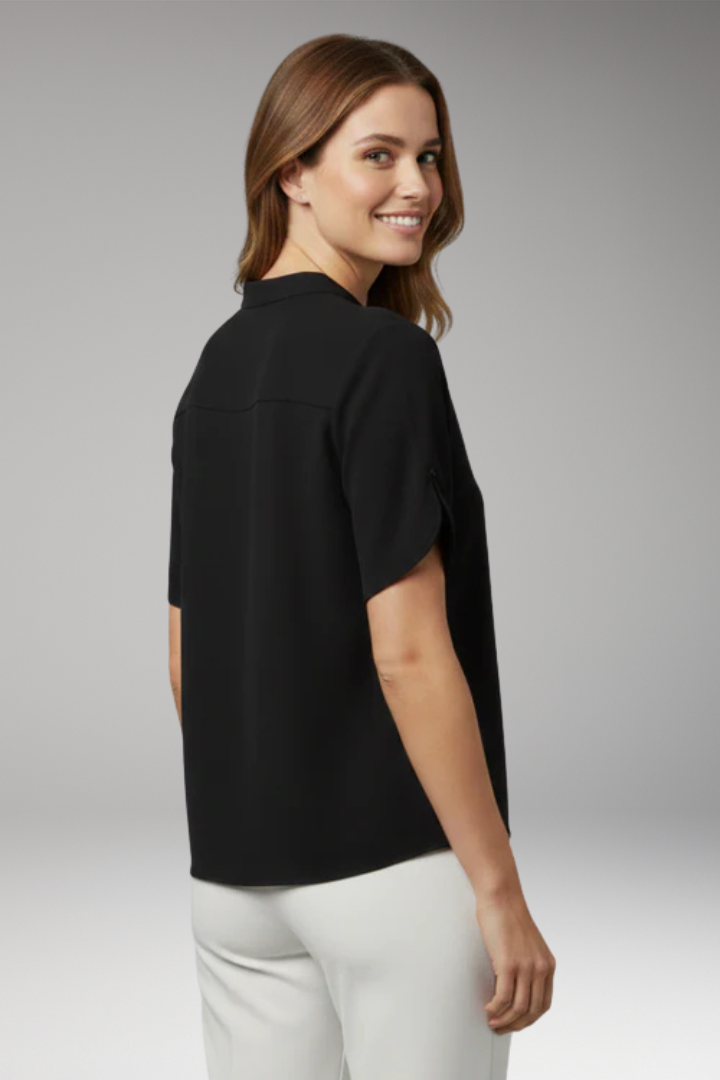 Women's V Neck Blouse with Short Sleeves