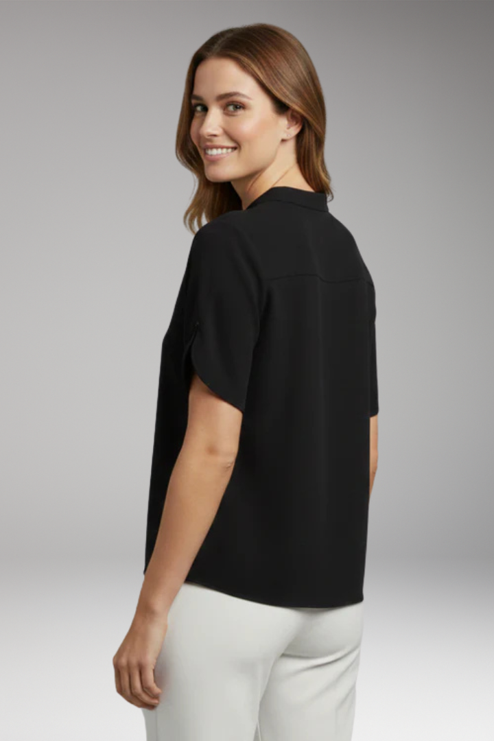 Women's V Neck Blouse with Short Sleeves
