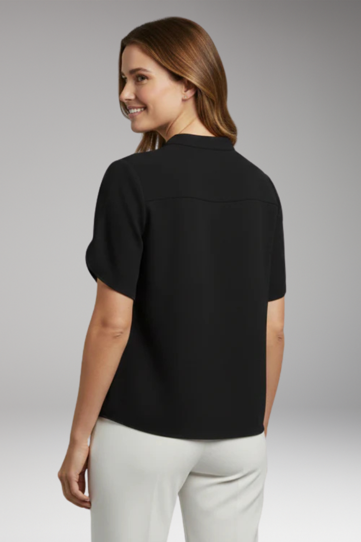Women's V Neck Blouse with Short Sleeves