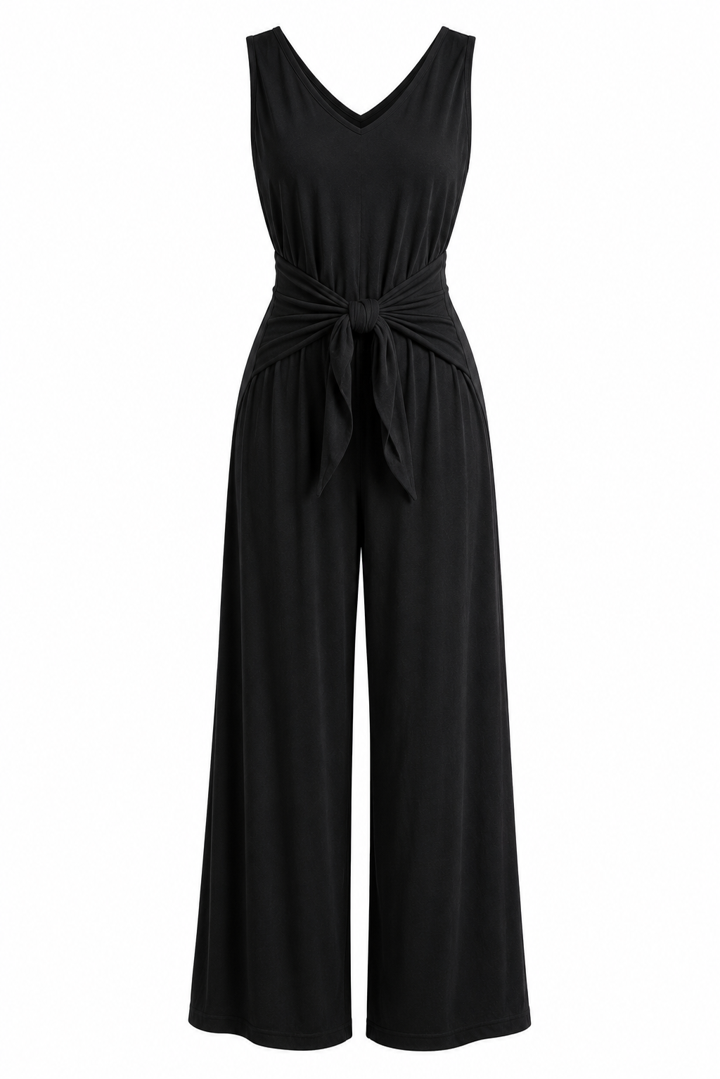 Women's V Neck Jumpsuit with Drawstring Waist