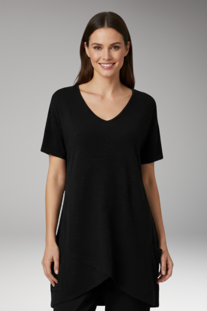 Women's V Neck T-Shirt with Pockets and Short Sleeves