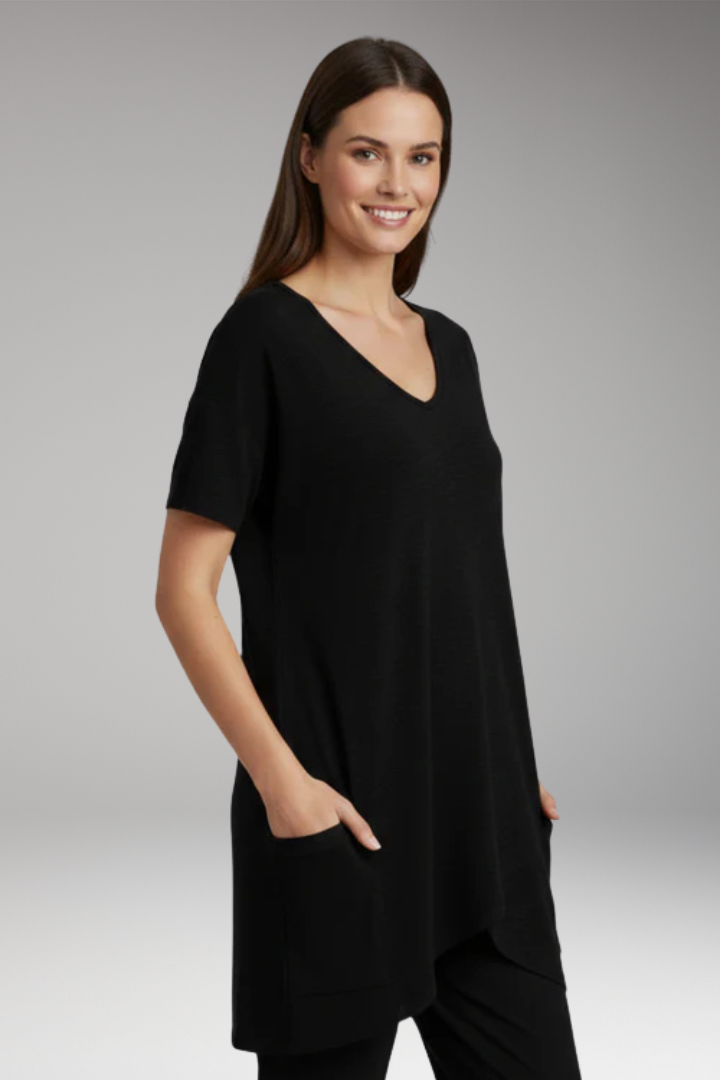 Women's V Neck T-Shirt with Pockets and Short Sleeves