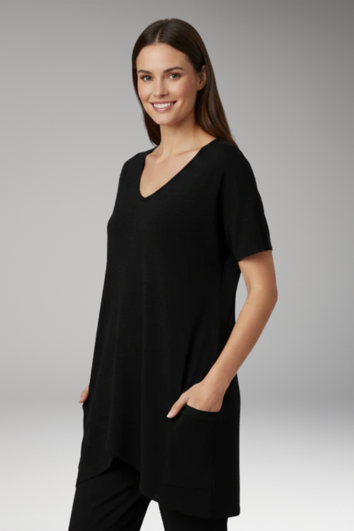 Women's V Neck T-Shirt with Pockets and Short Sleeves