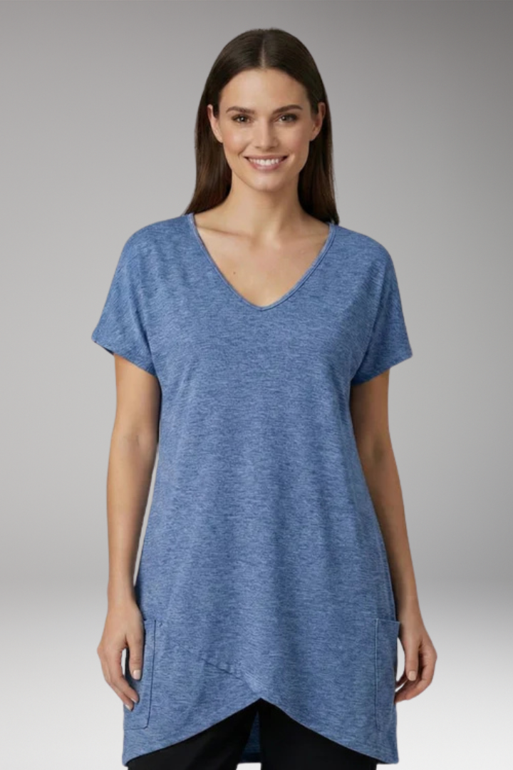 Women's V Neck T-Shirt with Pockets and Short Sleeves