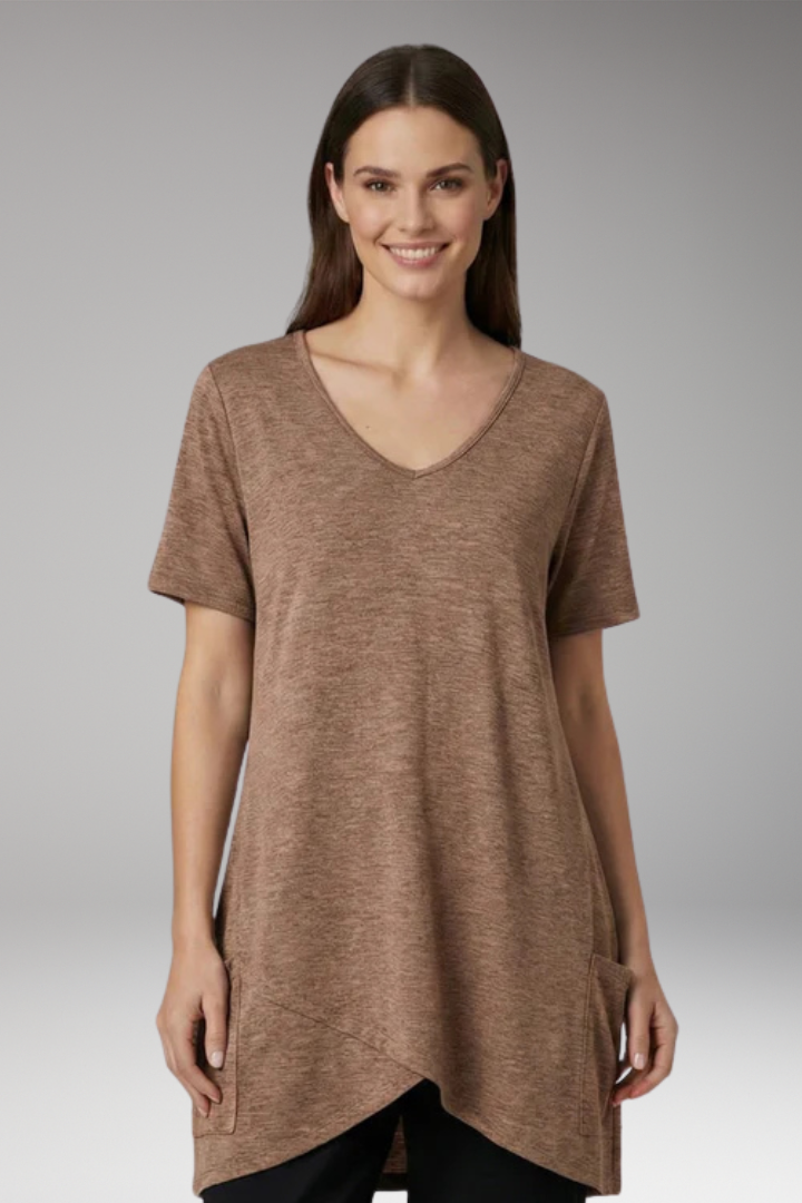 Women's V Neck T-Shirt with Pockets and Short Sleeves