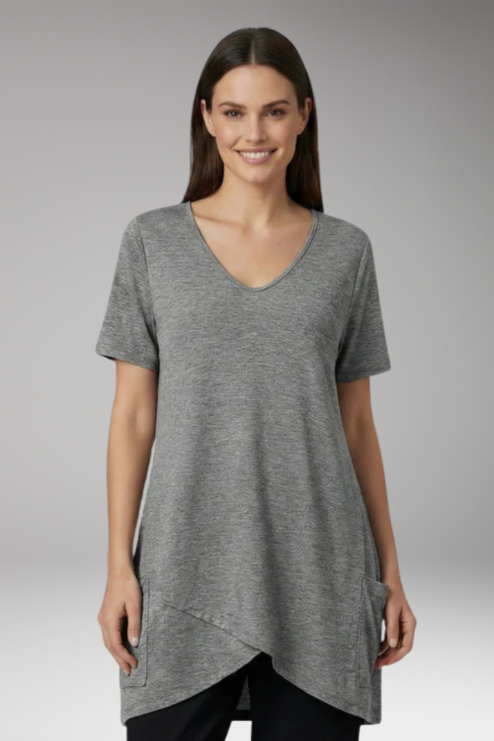 Women's V Neck T-Shirt with Pockets and Short Sleeves