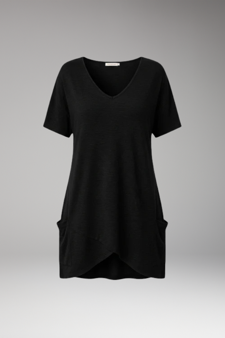 Women's V Neck T-Shirt with Pockets and Short Sleeves