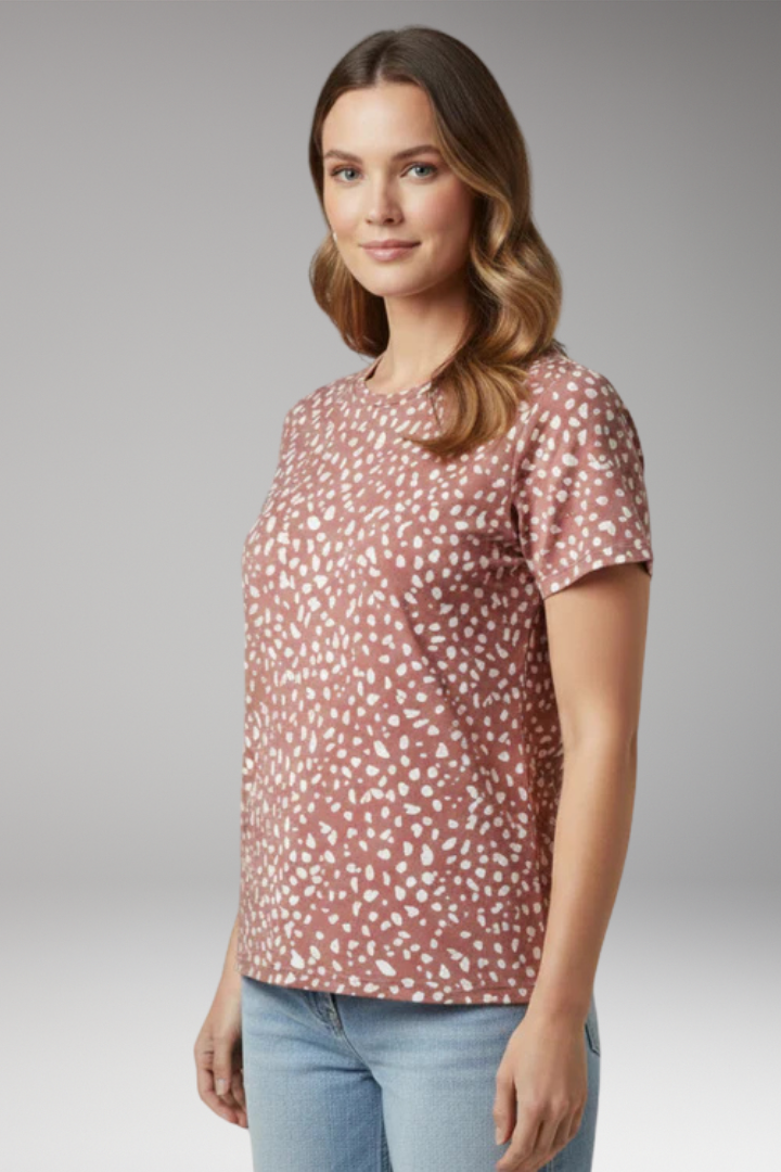 Women's V Neck T-Shirt with Printed Surface