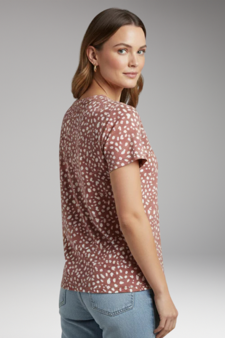 Women's V Neck T-Shirt with Printed Surface
