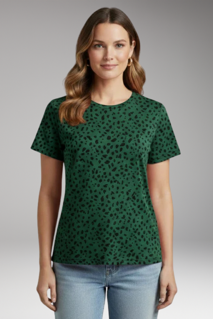 Women's V Neck T-Shirt with Printed Surface