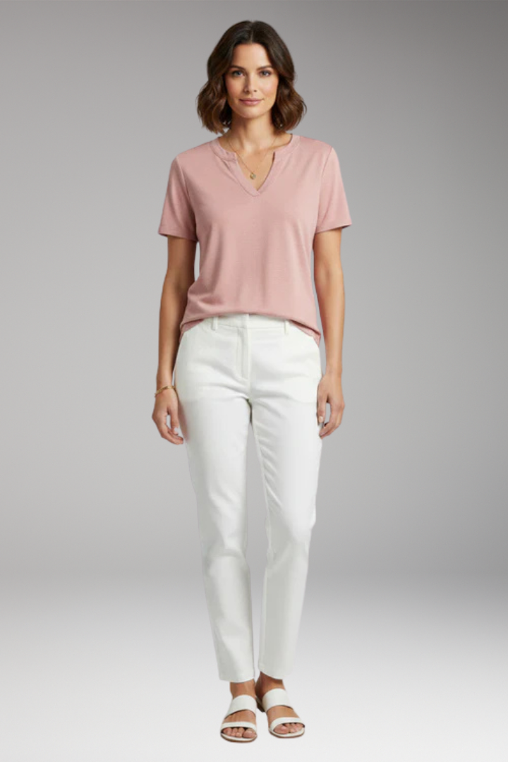 Women's V Neck T-Shirt with Short Sleeves