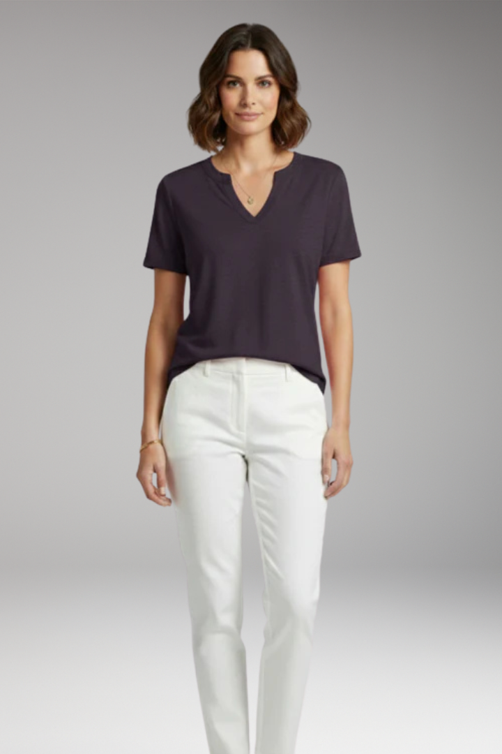 Women's V Neck T-Shirt with Short Sleeves