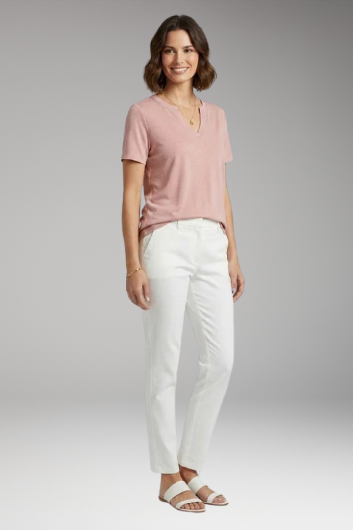 Women's V Neck T-Shirt with Short Sleeves