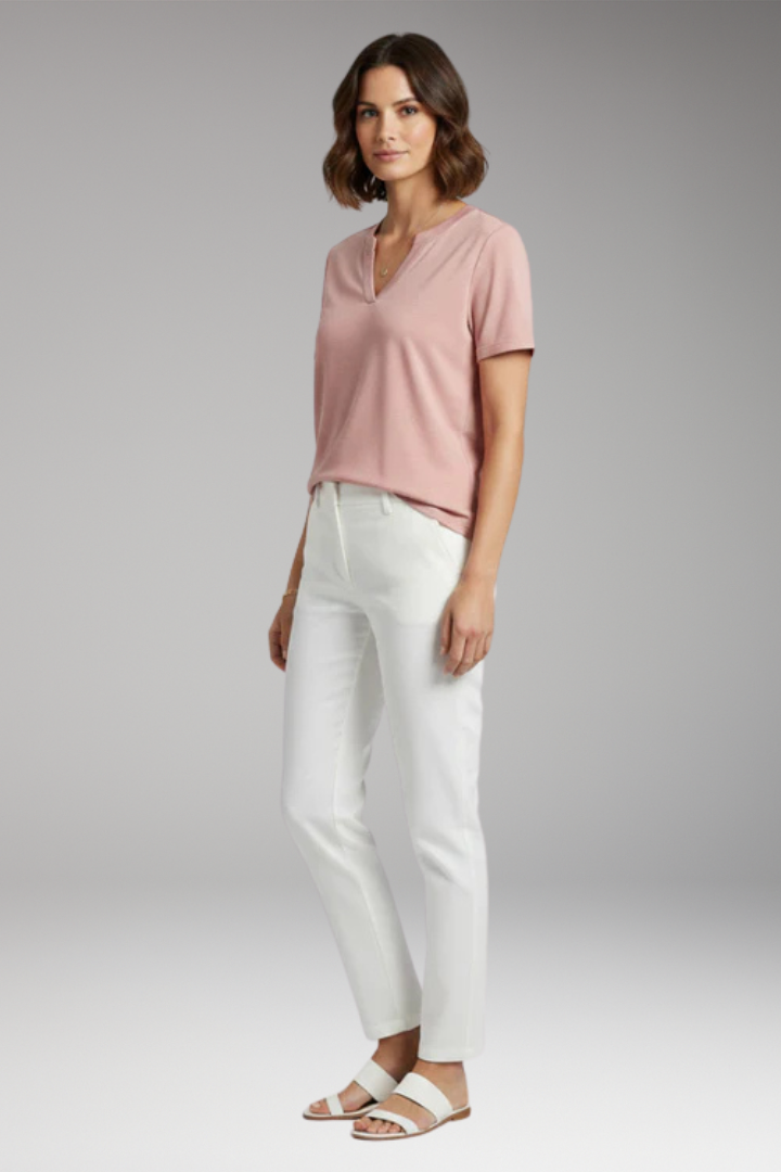 Women's V Neck T-Shirt with Short Sleeves