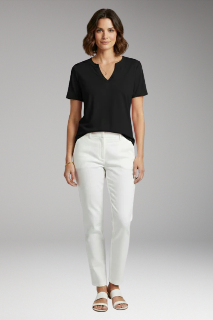 Women's V Neck T-Shirt with Short Sleeves