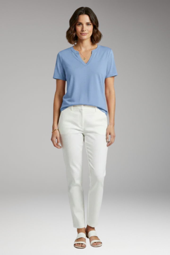 Women's V Neck T-Shirt with Short Sleeves